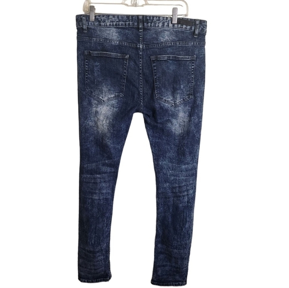 C J Black Skinny Flex Premium Denim Destroyed Distressed Jeans Size 34x32 - Picture 2 of 12